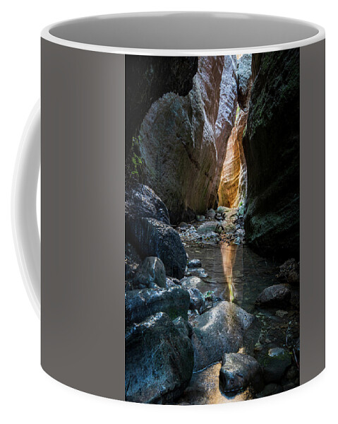 Canyon Coffee Mug featuring the photograph Last light in the gorge. by Michalakis Ppalis