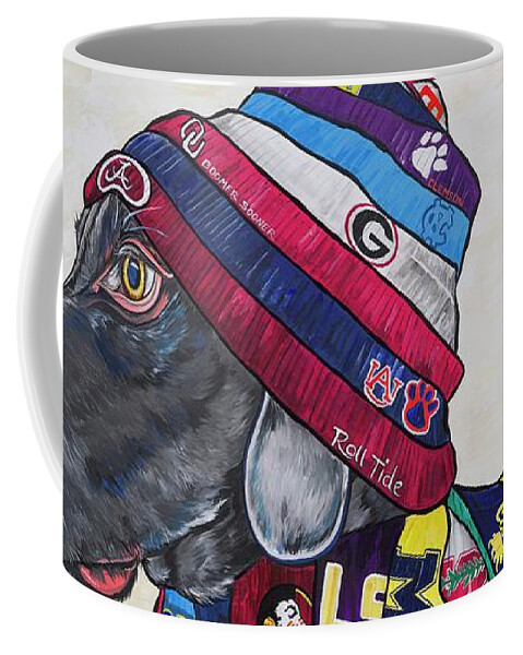 College Football Coffee Mug featuring the painting The Fan by Patti Schermerhorn