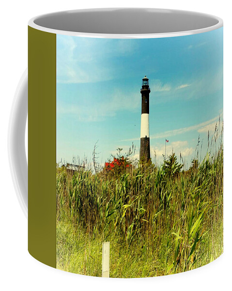 Lighthouse Coffee Mug featuring the photograph The Fire Island Lighthouse in the Fall by Stacie Siemsen