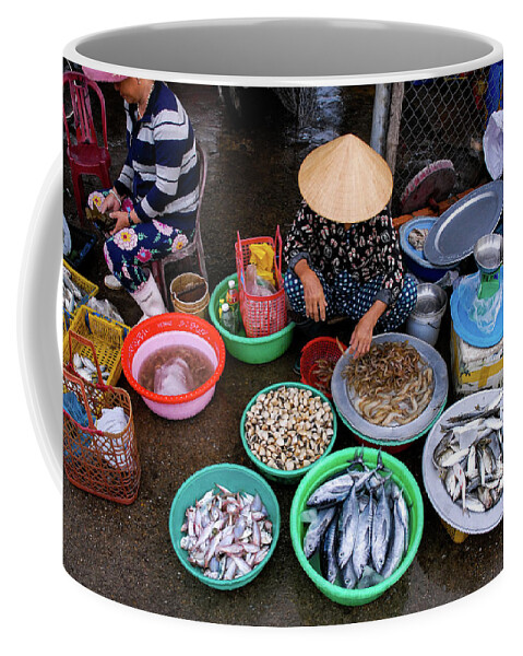 Market Coffee Mug featuring the photograph Catch Of The Day - Street Market Vendor, Vietnam by Earth And Spirit