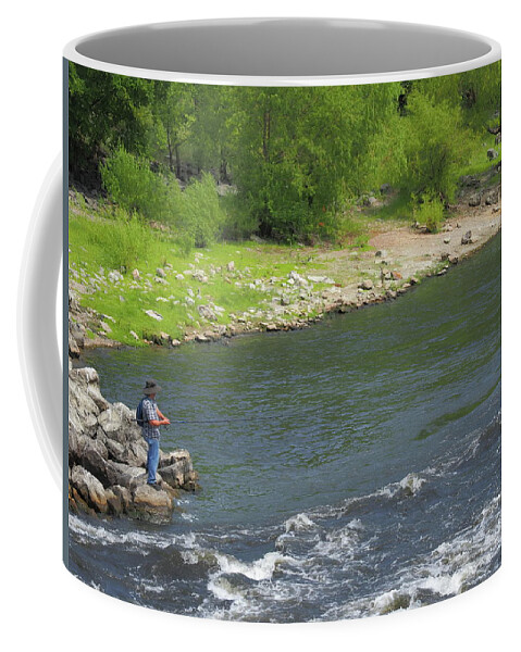 Water Coffee Mug featuring the photograph The Fisher by C Winslow Shafer