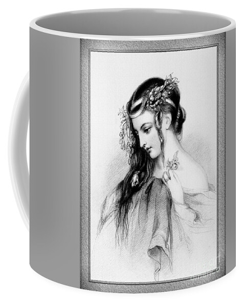 Flower Girl Coffee Mug featuring the drawing The Flower Girl Old Masters Fine Art Illustration by Rolando Burbon