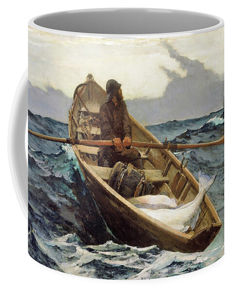 Winslow Homer Coffee Mug featuring the painting The Fog Warning, Halibut Fishing - Digital Remastered Edition by Winslow Homer