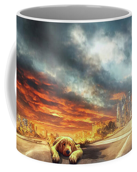 Crossroad Coffee Mug featuring the digital art The Fork in the Road by Micah Offman