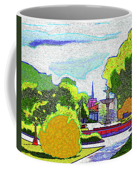 Fountain Coffee Mug featuring the digital art The Fountain At Tattnall Square by Rod Whyte