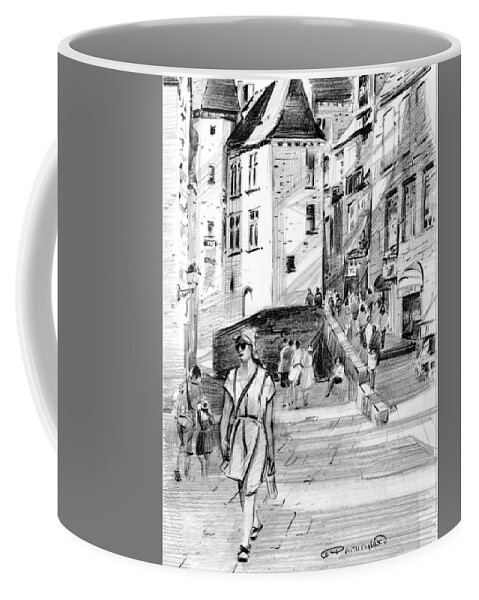 City_scape Coffee Mug featuring the painting The French Plaza by P Anthony Visco