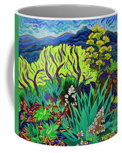 Garden Coffee Mug featuring the painting The Garden on the Hill by Cathy Carey
