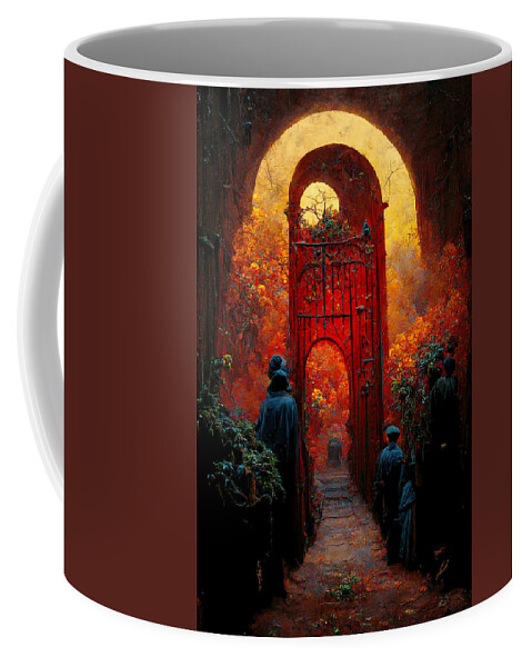 The Gates Of Karma Coffee Mug featuring the painting The Gates of KARMA - oryginal artwork by Vart. by Vart