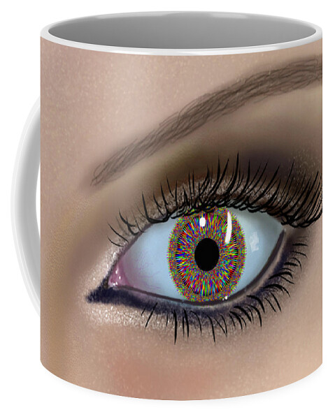 Eye Coffee Mug featuring the digital art The Girl With Keleidoscope Eyes by Alan Ackroyd