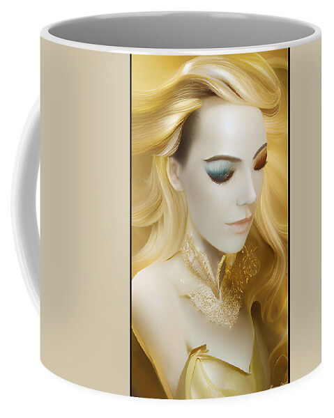 Healer Coffee Mug featuring the digital art The Golden Goddess Elohania by Shawn Dall
