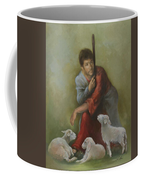The Good Shepherd Coffee Mug featuring the painting The Good Shepherd by Liz Viztes