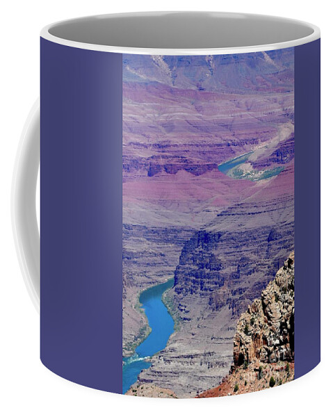 The Grand Canyon And Colorado River Coffee Mug featuring the digital art The Grand Canyon and Colorado River by Tammy Keyes