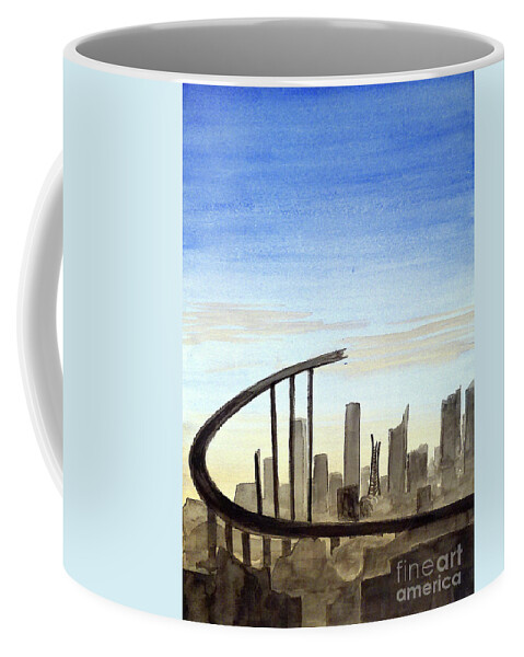 Post Apocalyptic Coffee Mug featuring the painting The great Clockspring is Broken by Rohvannyn Shaw