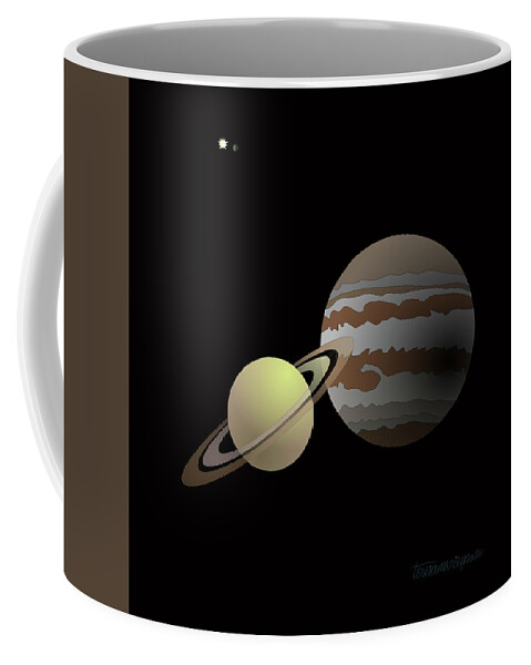 Great Coffee Mug featuring the digital art The Great Conjunction of Jupiter and Saturn by Teresamarie Yawn