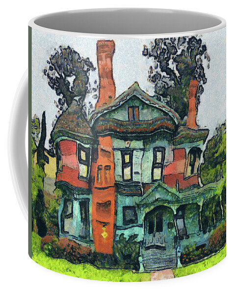The Green Cottage Coffee Mug featuring the painting The green cottage II by George Rossidis