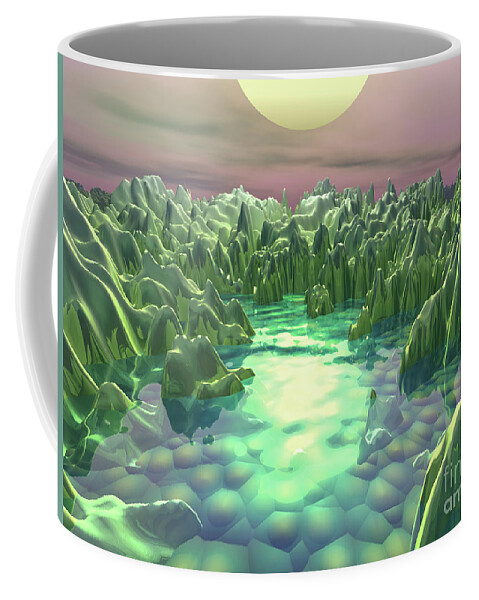 Macro Coffee Mug featuring the digital art The Green Planet by Phil Perkins