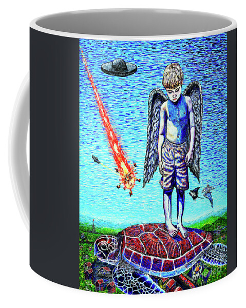 Fantasy Coffee Mug featuring the painting The guardian by Viktor Lazarev