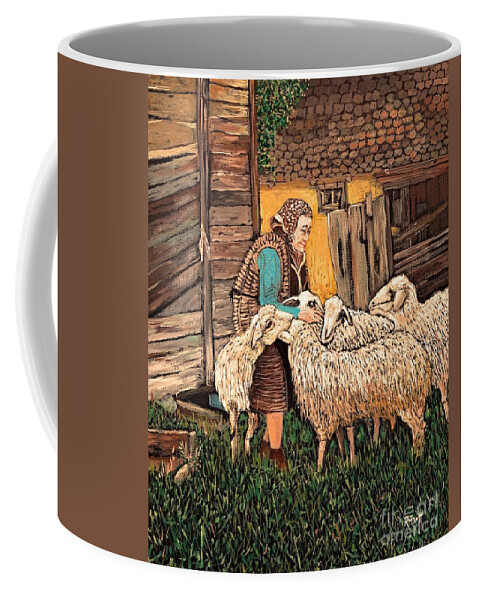 Farm Scenes Coffee Mug featuring the painting The Happy Farm by Reb Frost