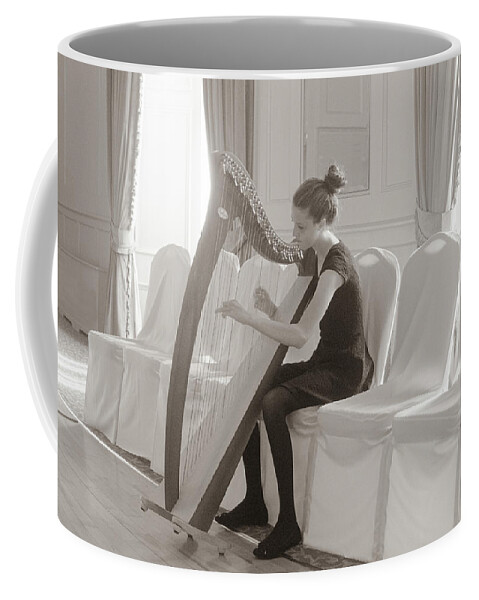Harp Music Coffee Mug featuring the photograph The Harpist by Edward Shmunes