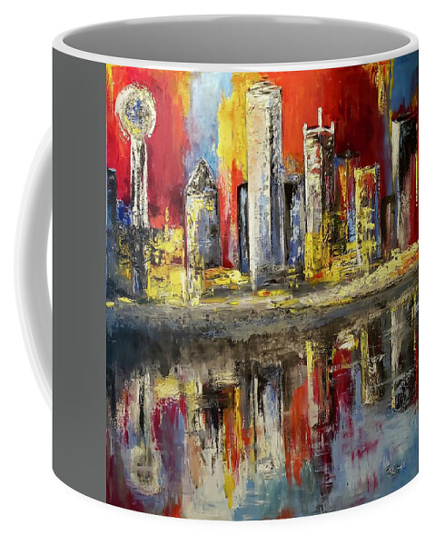 Dallas Coffee Mug featuring the painting The Heart of Dallas by Sunel De Lange
