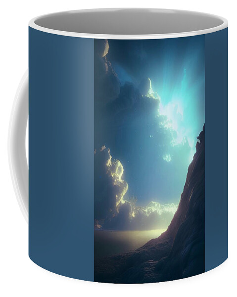Heavensdeclare Coffee Mug featuring the mixed media The Heavens Declare No2 by Bonnie Bruno