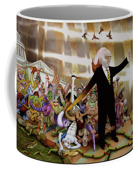 Helter-skelter Coffee Mug featuring the painting The Helter-Skelter Political Mind by Hone Williams