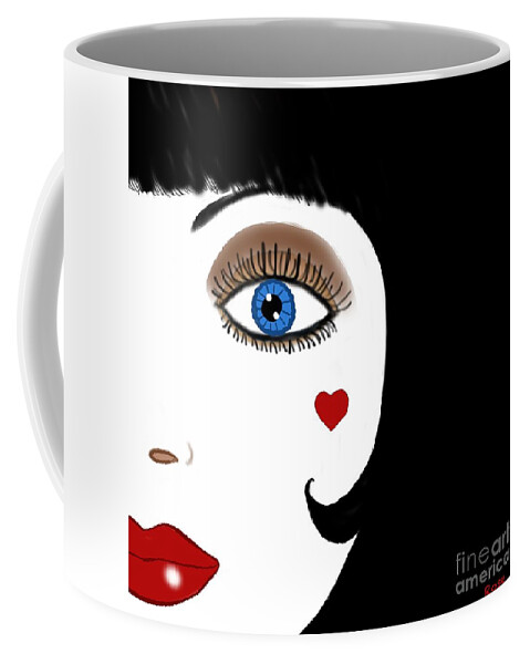 Hidden Face Coffee Mug featuring the digital art The hidden face. illustration by Elaine Hayward