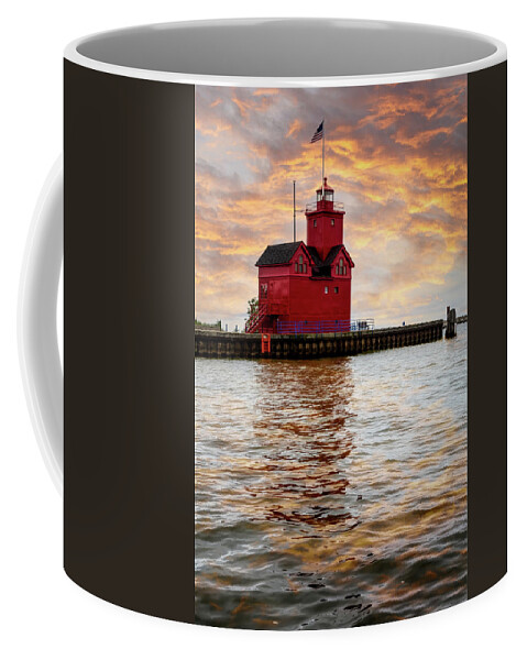 Lighthouse Coffee Mug featuring the photograph The Holland Harbor Lighthouse by Debra and Dave Vanderlaan