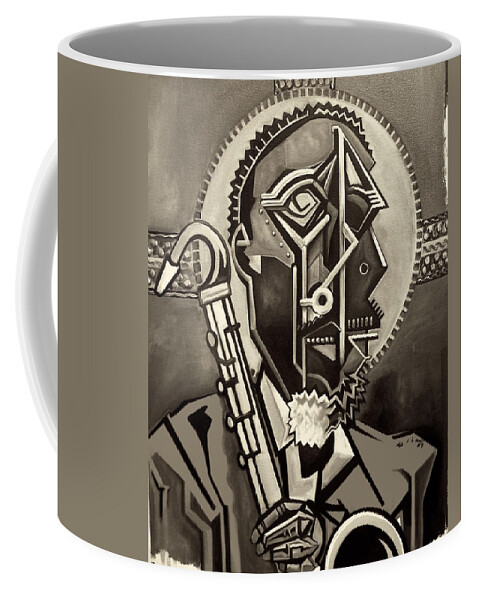 Coffee Mug featuring the painting The Holy Ghost / Black and White by Martel Chapman