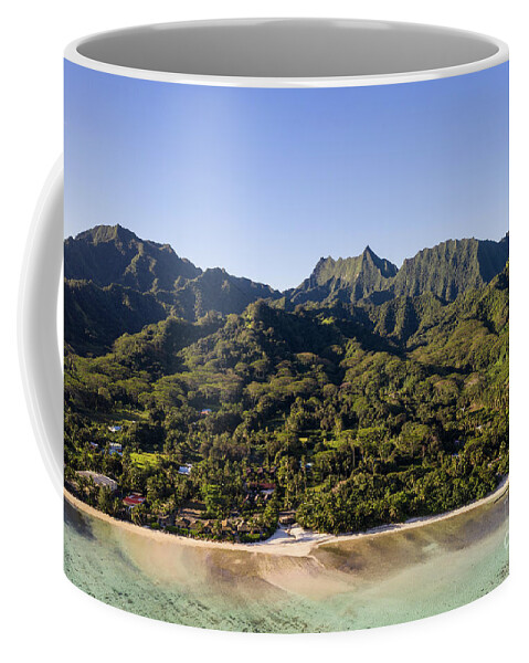 Cook Islands Coffee Mug featuring the photograph The idyllic Rarotonga island, part of the Cook islands, in the P by Didier Marti
