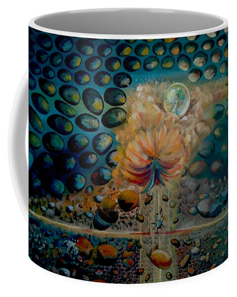 Pop-surrealism Coffee Mug featuring the painting The Itsy Bitsy Spider by Mindy Huntress