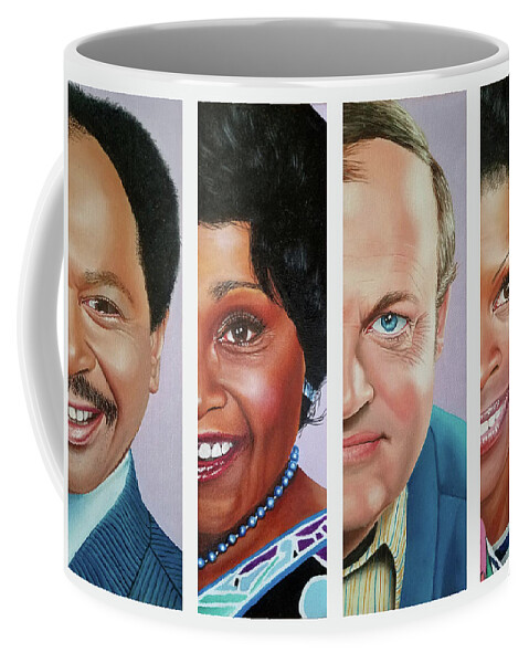 Tv Sitcom Coffee Mug featuring the painting The Jeffersons by Vic Ritchey