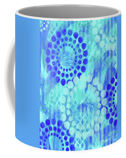 Circles Coffee Mug featuring the painting The Joy of Blues Circles by Donna Mibus