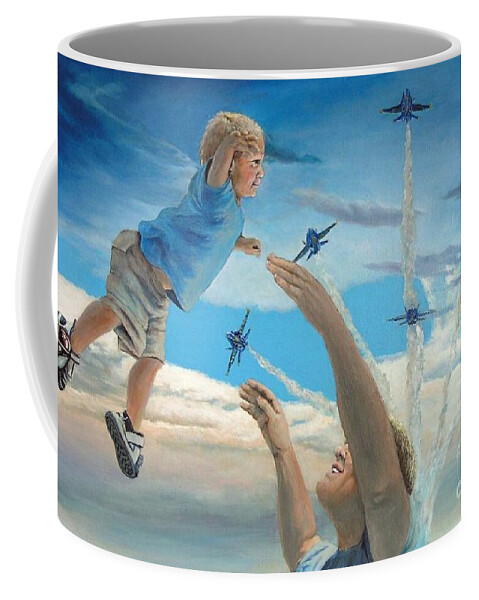 Play Coffee Mug featuring the painting The Joy of Flight by Merana Cadorette