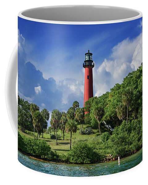 Lighthouse Coffee Mug featuring the photograph The Jupiter Lighthouse Florida by Laura Fasulo