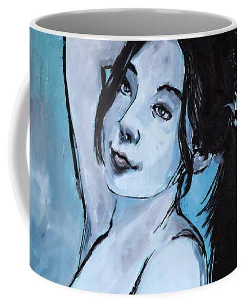 Girl Coffee Mug featuring the painting The Korean Streamer by Sv Bell