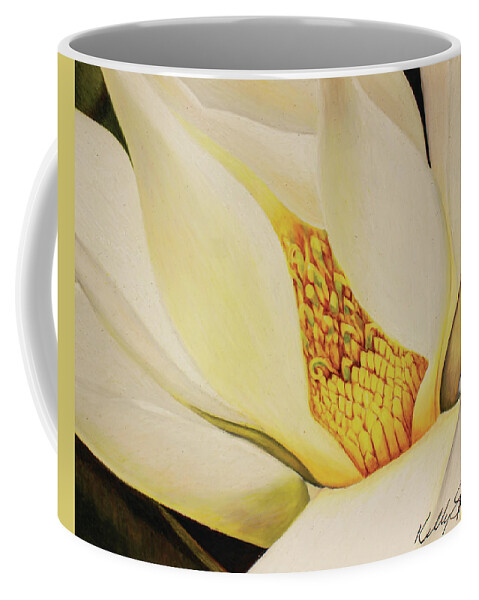 Magnolia Coffee Mug featuring the drawing The Last Magnolia by Kelly Speros