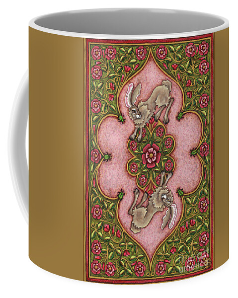 Hare Coffee Mug featuring the painting The Legend of Hare Terra. Illuminated Book Cover. Rose by Amy E Fraser