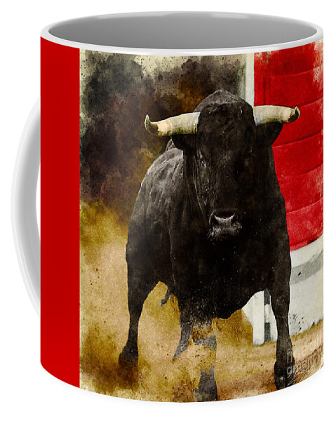 Toro De Lidia Coffee Mug featuring the digital art The Legendary Toro de Lidia by Marisol VB