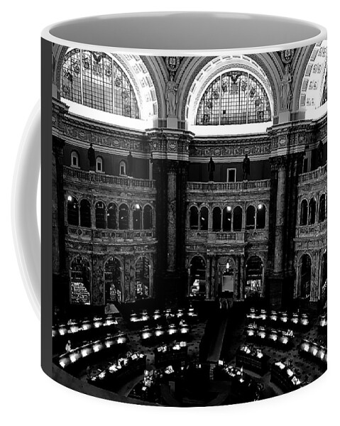Library Of Congress Coffee Mug featuring the photograph The Library of Congress BW by Lee Darnell
