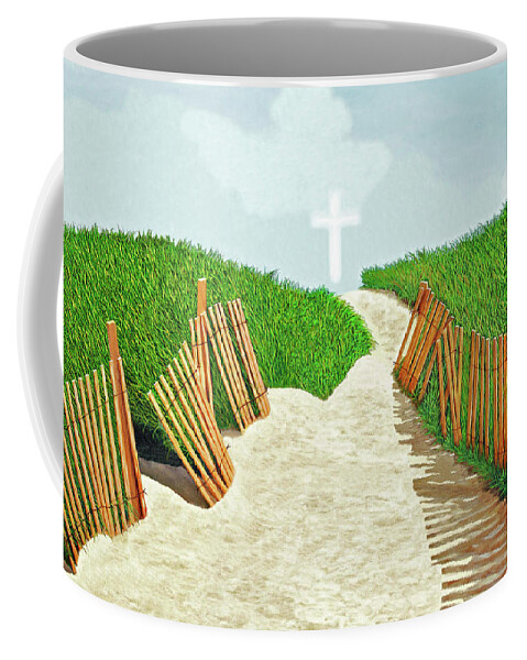 Cross Coffee Mug featuring the painting THE LIGHT OF JESUS CHRIST -view 2 of 4 -Prints-Decor-More by Mary Grden