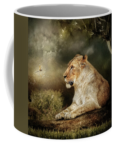 Lioness Coffee Mug featuring the digital art The Lioness by Maggy Pease