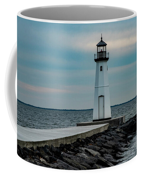 Jetty Coffee Mug featuring the photograph The Little Lighthouse by Cathy Kovarik