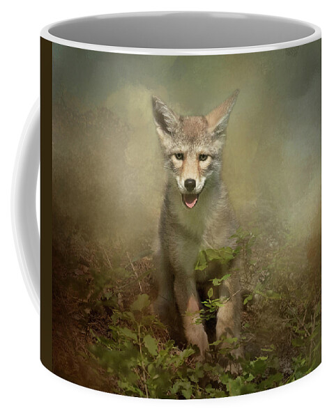 Coyote Coffee Mug featuring the digital art The Littlest Pack Member by Nicole Wilde