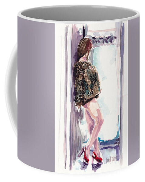 Woman Coffee Mug featuring the painting The Long Wait by George Cret