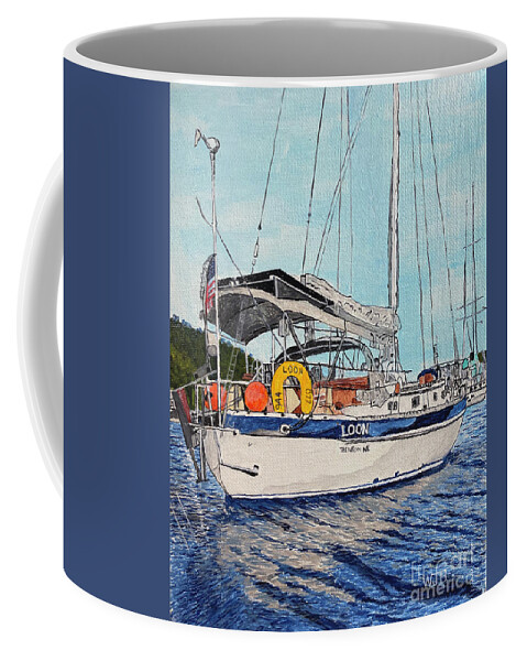 Sailboat Coffee Mug featuring the painting The LOON by William Bowers