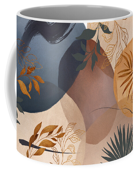 The magic of nature, golden tropical leaves watercolor shapes print,  aesthetic autumn illustration Coffee Mug by Mounir Khalfouf - Fine Art  America