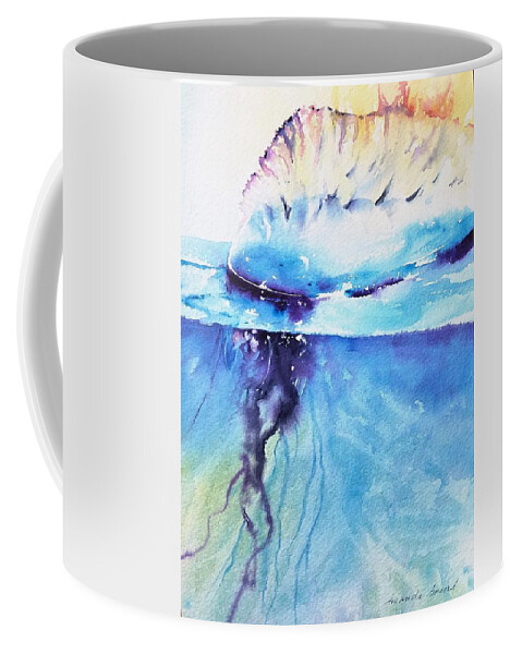 Portuguese Man Of War; Marine Life; Water; Ocean; Sea; Sea Creatures; Jellyfish Coffee Mug featuring the painting The Many Threads of Being by Amanda Amend