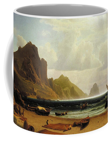 Marina Coffee Mug featuring the painting The Marina Piccola at Capri by Albert Bierstadt