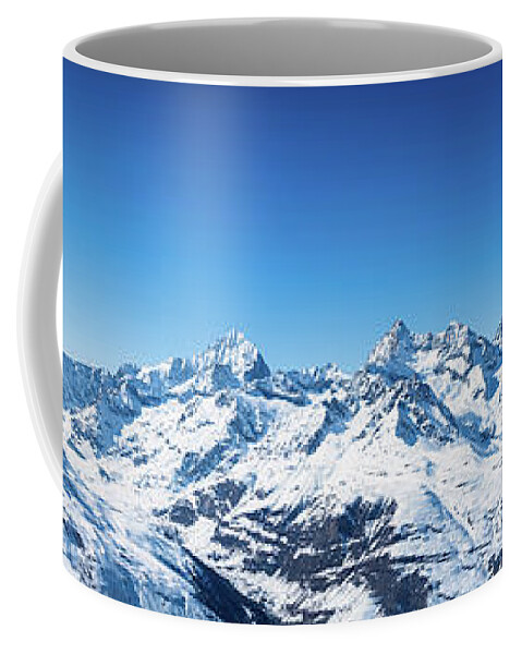 Alpine Coffee Mug featuring the photograph The Matterhorn and Swiss Mountains Panorama by Rick Deacon